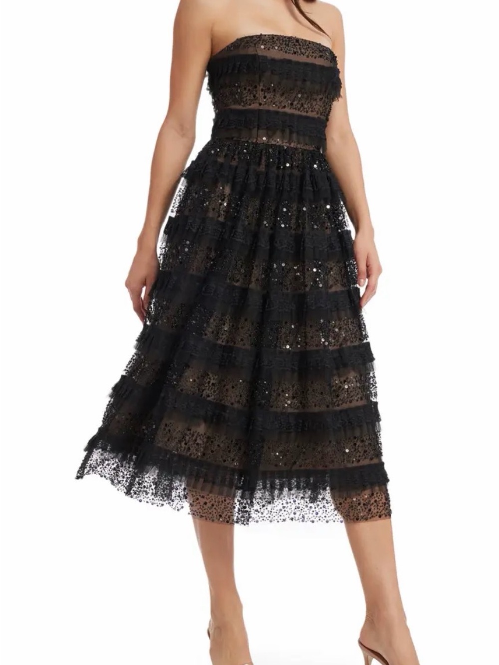 Strapless Black Lace Midi dress